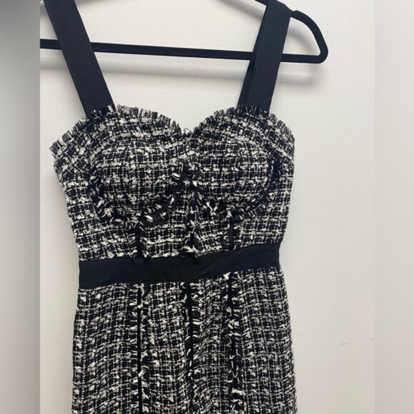 Guess Houndstooth Tweed Corset Black &  White Mini Dress Size 1 - Picture 3 of 5